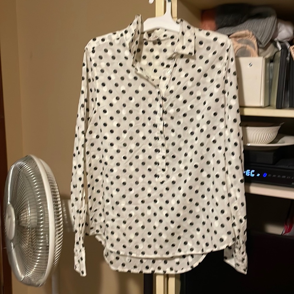 J crew black and white polka dot button down